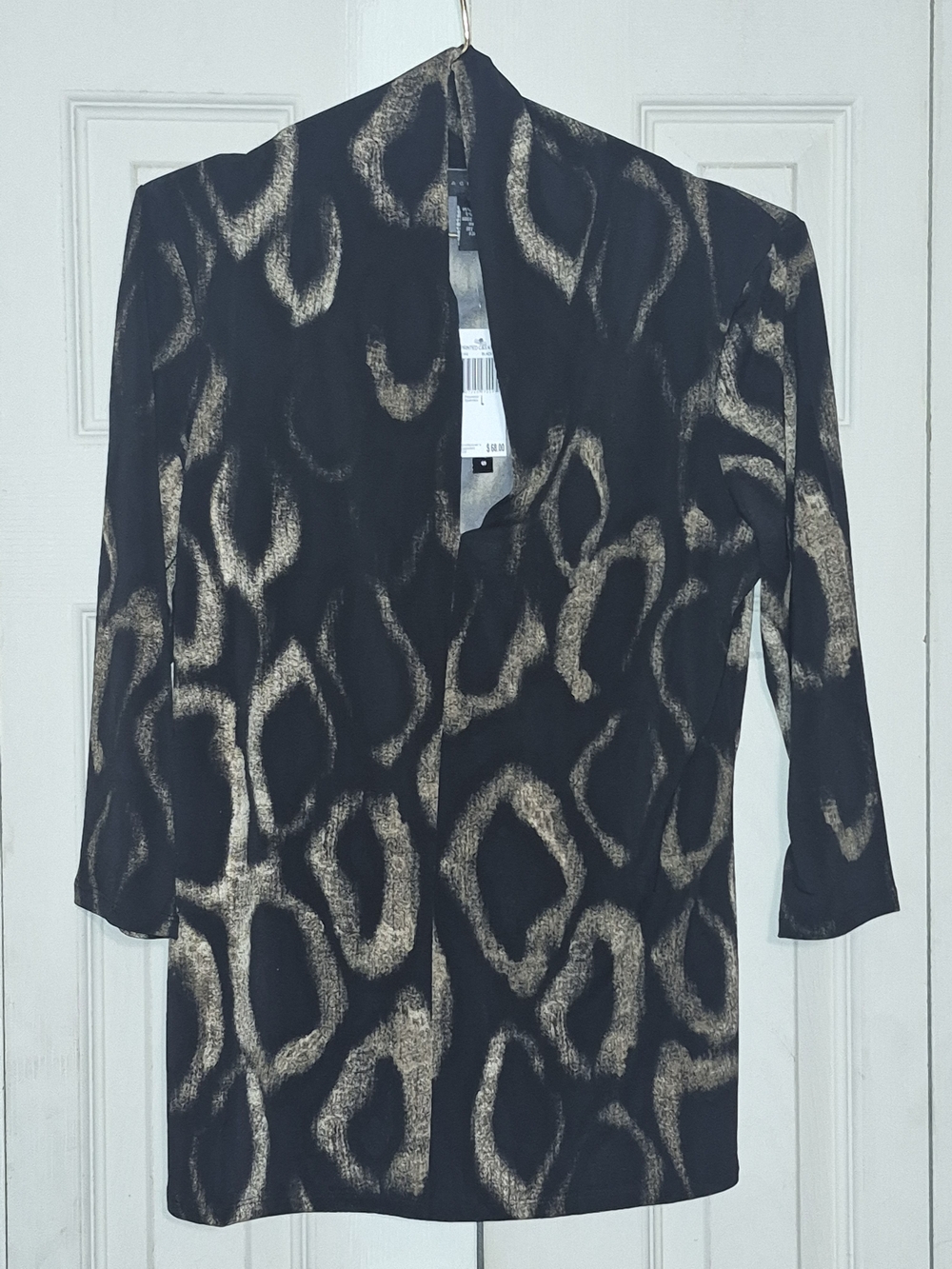 Grace Elements Black long sleeve top with Metallic Gold Abstract Print